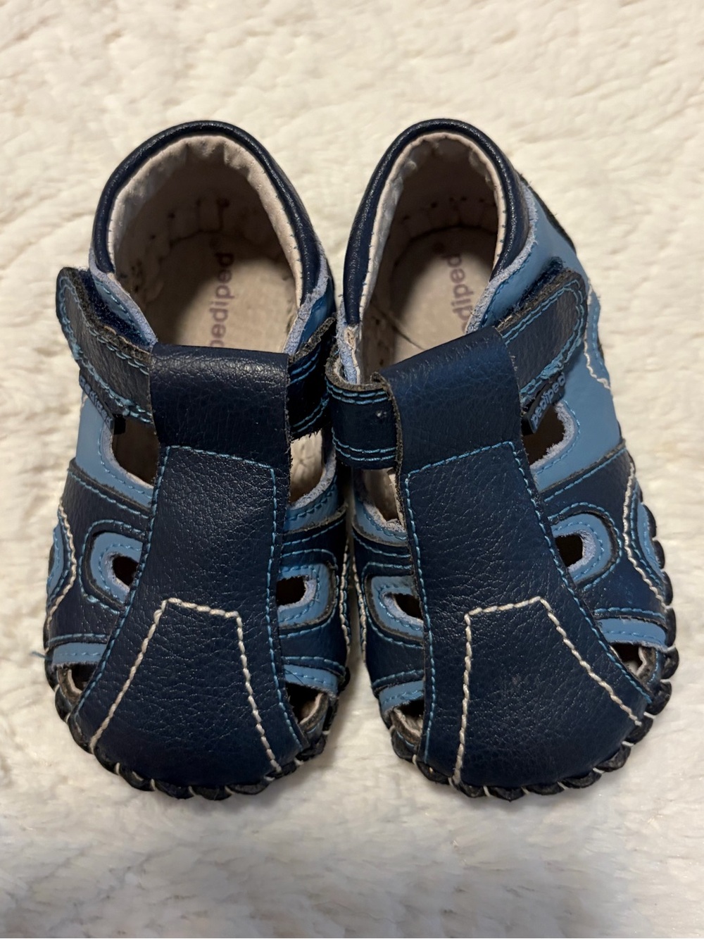 Pediped Boys Blue Leather Sandals baby shoes Sz 5/5.5 Walker Sandals